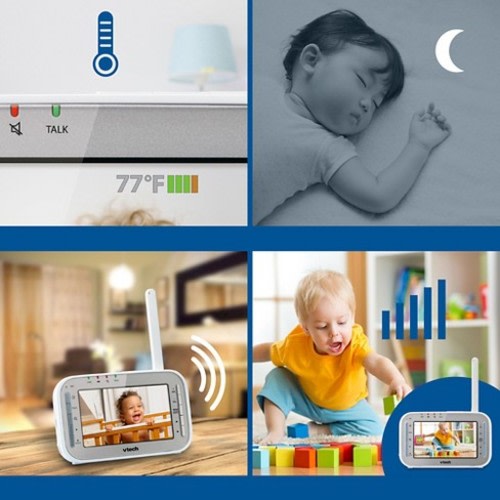 VTech Digital Video Baby Monitor with Two Cameras, Night Vision, Wide-Angle and Standard Lens - VM342-2