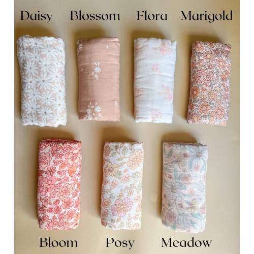FLOWER BABY SWADDLE, organic cotton muslin swaddle, baby blanket, flower swaddle, muslin blanket, baby girl blanket, baby shower gift