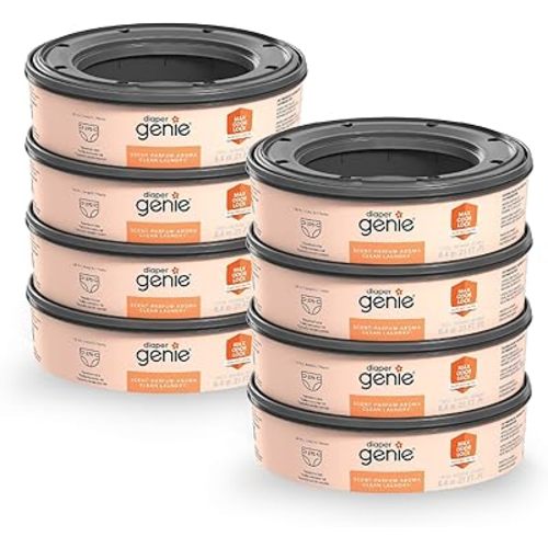 Diaper Genie Bags Refills 270 (Pack of 8) Clean Laundry Scent | Diaper Pail Refills with Max Odor Lock | Holds up to 2160 Newborn Diapers