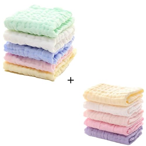 MUKIN Baby Washcloths -10 Pack Multicolored 6 Layer Ultra Soft Absorbent Washcloths
