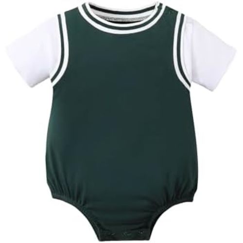Chichoo Newborn Baby Boy Basketball Bodysuits, Sport Jersey for Toddler Boys, Baby Basketball Clothes Outfits