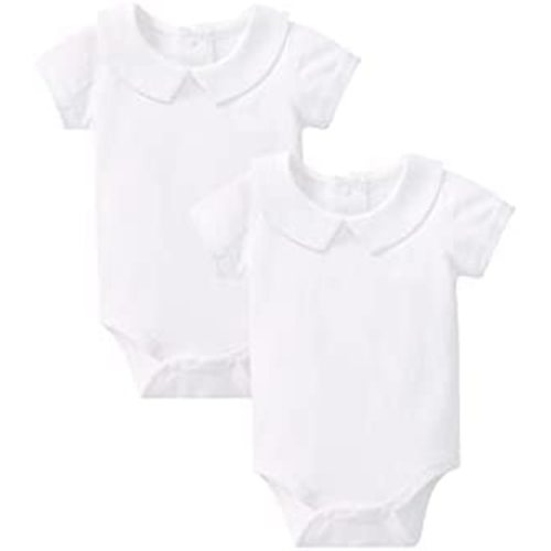 pureborn Baby Romper Bodysuits 2-Pack Unisex Soft Cotton One-Piece Outfit for Infant Boys Girls 0-24 Months