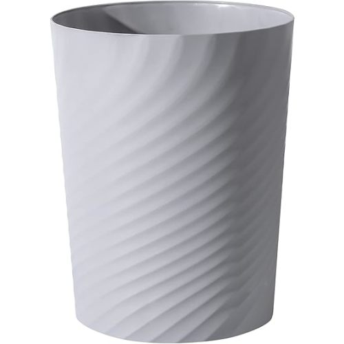 UUJOLY Plastic Small Trash Can Wastebasket, Garbage Container Basket for Bathrooms, Laundry Room, Kitchens, Offices, Kids Rooms, Dorms, (Grey, 1.8 Gallon)
