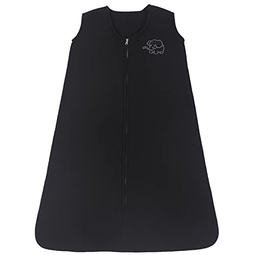 Belsden Micro-Fleece Baby Wearable Blanket 6-12M, Ultra Soft Cozy Safe Baby Sleep Bag and Sack Tog 1, Fit Infants Baby Boys Girls, Black, Medium