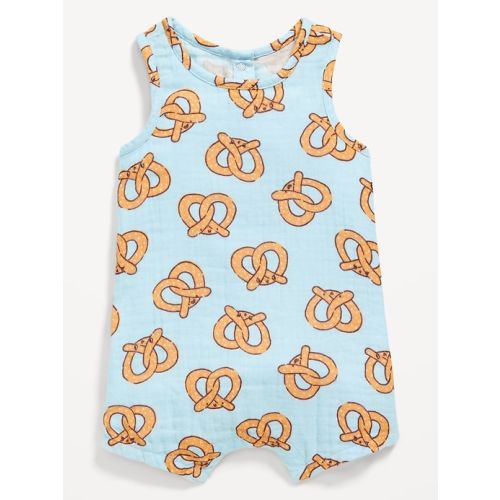 Printed Sleeveless Double-Weave One-Piece Romper for Baby