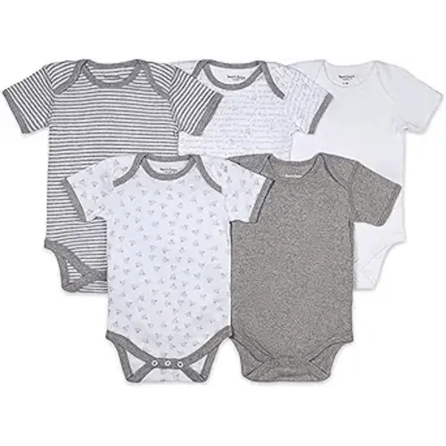Burt's Bees Baby Organic Cotton Bodysuits – Baby Boy & Girl Short and Long Sleeve One-Pieces, 5-Pack