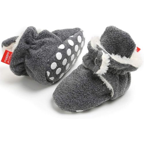 Meckior Infant Baby Boys Girls Cotton Booties Winter Fleece Warm Cozy Socks Soft Bottom Newborn Toddler First Walkers Crib Shoes with Grippers