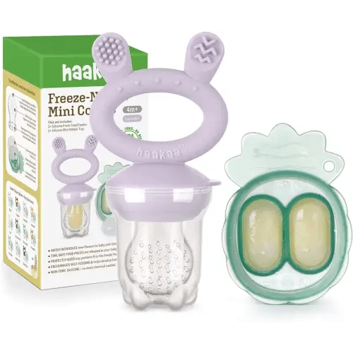 Haakaa Baby Fresh Fruit Food Feeder|Breastmilk Popsicle Mold for Baby Cooling Relief|Silicone Feeder with Pouch Cover for Milk Freezing,BPA Free Baby Feeder for Infant Safely Self Feeding (Slate Grey)