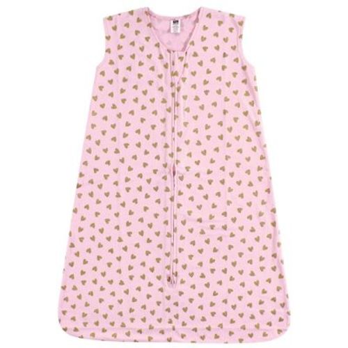 Hudson Baby Infant Girl Cotton Sleeveless Wearable Sleeping Bag, Sack, Blanket, Gold Hearts, 12-18 Months