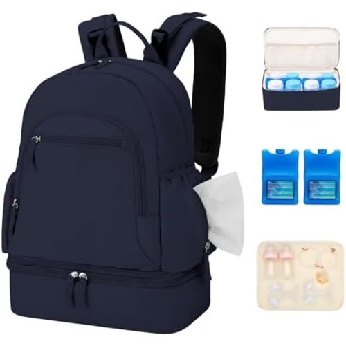 Breast Pump Backpack Fit for Spectra S1/S2 with Removable Cooler Compartment, Breast Pump Bag Fit Pump Accessories for Working & Nursing Moms, Breast Milk Cooler Bag for Travel and Family Use Blue