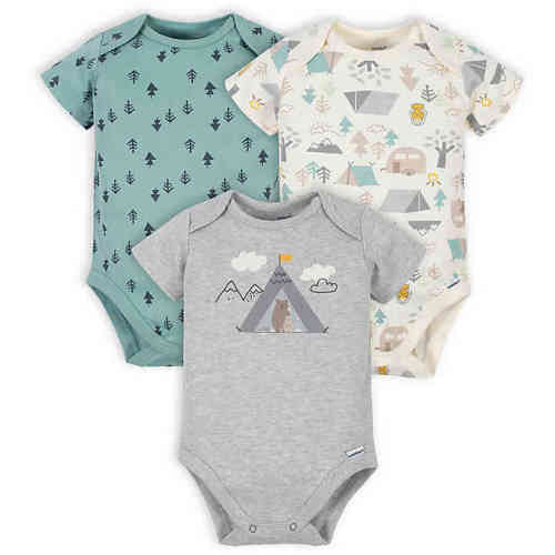 Gerber® Onesies® Size 3M 3-Pack Trees Short Sleeve Bodysuits in Ivory/Grey