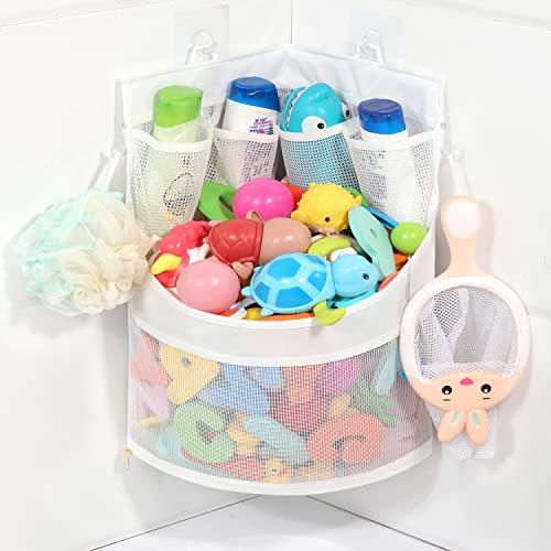 Ligereza Baby Bathtub Toy Storage - 17" x 13" Bathtub Toy Holder Mesh Bathtub Toy Holder Let Baby Bathtub Toys To Dry Faster, Bathtub Toy Organizer For 1-3 Year Old Toddler Bathtub Toys
