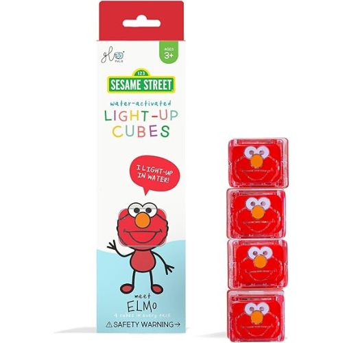 Glo Pals x Sesame Street Water-Activated Light-Up Cubes for Sensory Play (Elmo - Cubes Only)