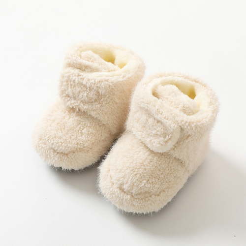 Fleece Baby Booties, Warm Cozy Baby Slippers, Easy to Put on, Christmas Baby Gifts, Soft Newborn Booties Non-Slip Adjustable Baby Shoes 0-24 Months