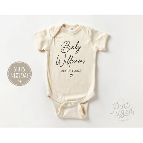 Custom Announcement Baby Onesie® - Personalized Bodysuit - Natural Coming Soon Onesie®