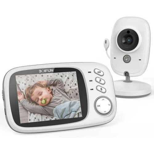 BOIFUN Baby Monitor with Camera and Audio, No WiFi, VOX Mode, Night Vision, 3.2'' HD Screen, Two-Way Audio, Baby Camera