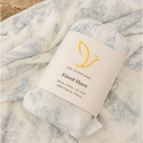 Spring Toile Blue Fitted Crib Sheet