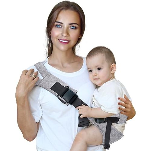 Baby Sling Carrier, Easy to Wear Baby Carrier Toddler Sling, Compact Toddler Carrier Baby Sling with Adjustable Strap, Soft Padding, Non-Slip Hip Seat for Infants and Toddlers (7-44 LBS, 6-48 Months)