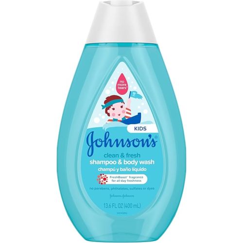 Johnson's Kids Clean & Fresh Children's Shampoo & Body Wash, Tear-Free, Paraben-, Sulfate- & Dye-Free, Hypoallergenic & Gentle on Toddlers' & Kids' Developing Hair, FreshBoost Scent, 13.6 fl. oz