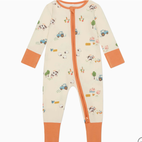 Farmyard Clever Zip Baby Pajamas | Sleepwear | MORI US