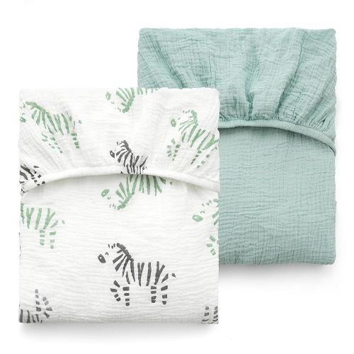 Momcozy Best Wishes Muslin Standard Fitted Crib Sheets, 52"x28", 2 Pack Soft Breathable Natural Cotton Baby Mattress Sheet, 360° Mattress Wrapping Boys Girls Neutral Toddler Bed Sheet, Bravery Zebra
