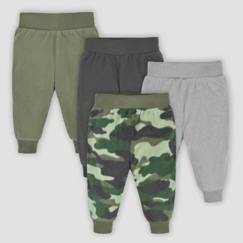 Gerber Baby Boys' 4pk Active Pants - Green/Gray, Size: Newborn
