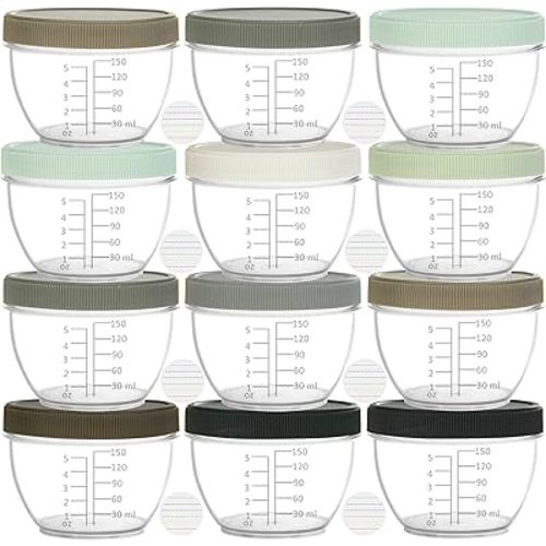 Youngever 18 Sets Baby Food Storage, 6 Ounce Baby Food Containers with Lids and Labels, 9 Urban Colors
