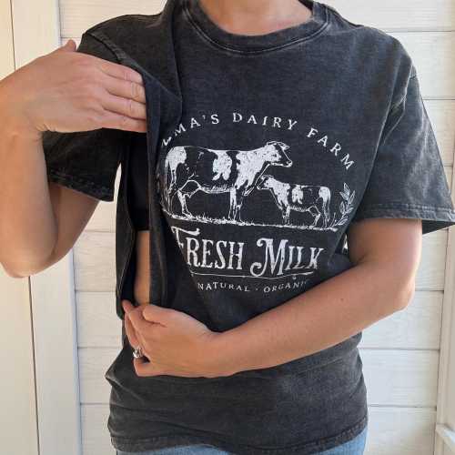 Mama's Dairy Farm Breastfeeding Friendly T-Shirt for Nursing or Pumping, Acid Wash Nursing Friendly Tee, Breastfeeding Clothing, Mama Shirt