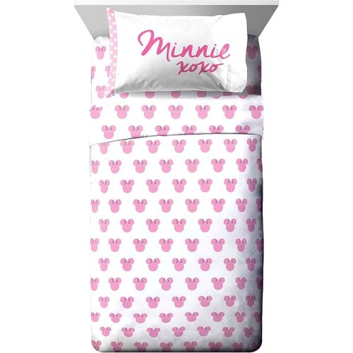 Jay Franco Disney Minnie Mouse Pink & White Sheet Sets (Twin)