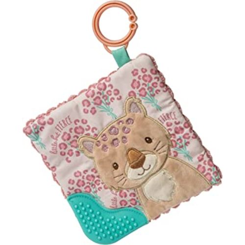Mary Meyer Crinkle Teether Toy with Baby Paper and Squeaker, 6 x 6-Inches, Little But Fierce Leopard