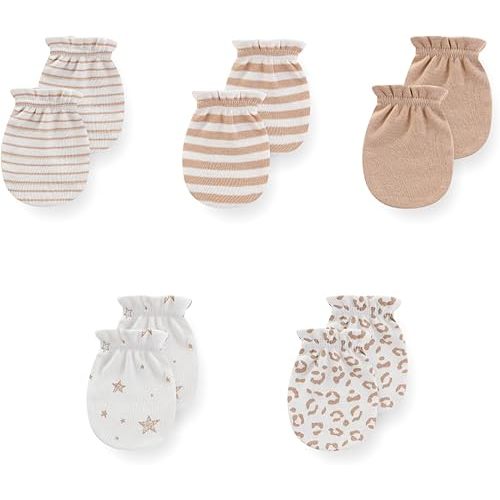 5 Pack Unisex New Born Boy Girls No Scratch Mittens Cotton Soft Baby Gloves Accessory 0-3 Months Baby Essentials