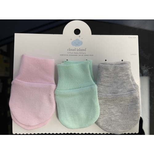 Cloud island 3 pack baby mittens, one size