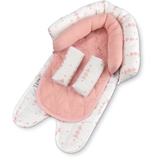 Travel Bug Baby & Toddler 2-in-1 Head Support Duo Head Support + Strap Covers for Car Seats, Strollers & Bouncers (Arrow)