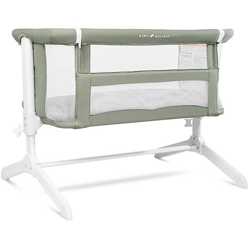 Baby Delight Beside Me Serenity Bassinet | Lightweight Bedside Sleeper & Baby Bassinet | 7-Position Height Adjustment | 100% GOTS Certified Organic Cotton Fabric | Organic Sage