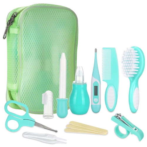 Anpro Baby Grooming Kit, Portable Newborn Baby Health Care Kit, Infant Toddler Care Home Essentials Supplies Set - Green