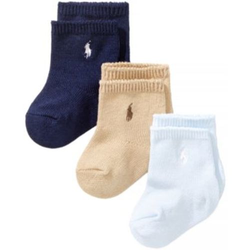 Ralph Lauren Baby Boys Embroidered Logo Crew Socks, Pack of 3