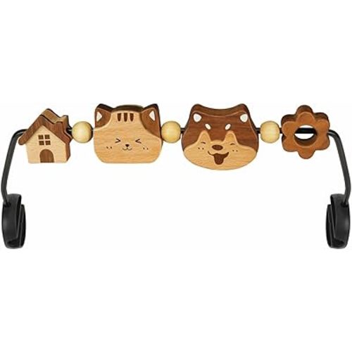 Three-Dimensional Baby Bjorn Bouncer Toy Bar, Toy for Baby Bouncer Soft & Bliss, Easy to Attach and Remove, 360°Rotating Natural Wooden Toys, Double-Sided Raised Design, Dog & Cat