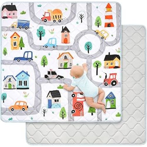 Baby Play Mat for Floor 50 * 50 inch, Extra Thick Soft Cushioning Foam Mat for Kids, Non Slip & Washable Crawling Mat for Toddler, Padded Play Mat for Baby Tummy Time