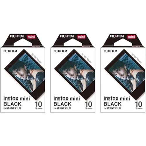 Fujifilm Instax Mini Instant Film BLACK FRAME 3-PACK BUNDLE SET , Film Black Frame ( 10 x 3 ) for Mini 90 8 70 7s 50s 25 300 Camera SP-1 Printer