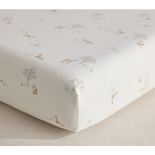 Rylee + Cru Woodland Organic Crib Fitted Sheet