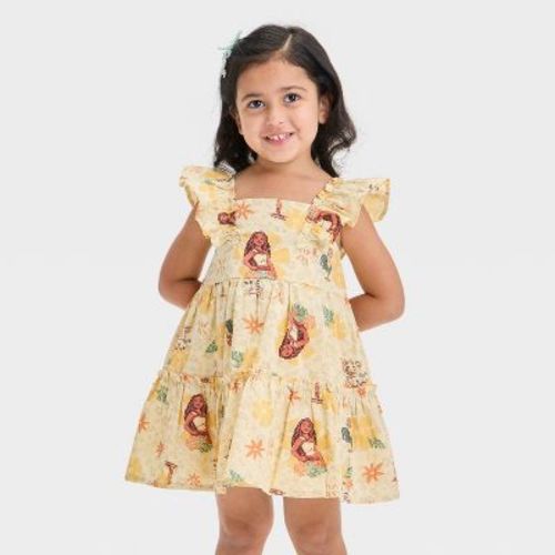 Toddler Girls' Disney Moana Swiss Dot Dress - Yellow 3t