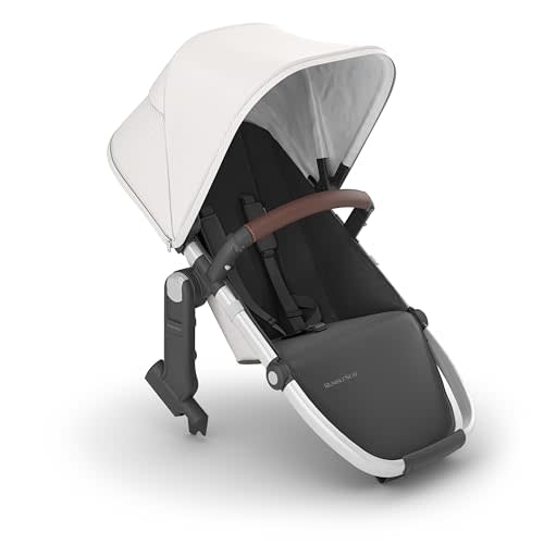 UPPAbaby RumbleSeat V2+ Second Lower Seat/Compatible with Vista V2 and Vista V3 / Adapters, Bumper Bar, Bug Shield Included/Bryce (White Marl/Silver Frame/Chestnut Leather)