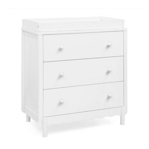 Delta Children William 3 Drawer Dresser With Changing Top - Bianca White