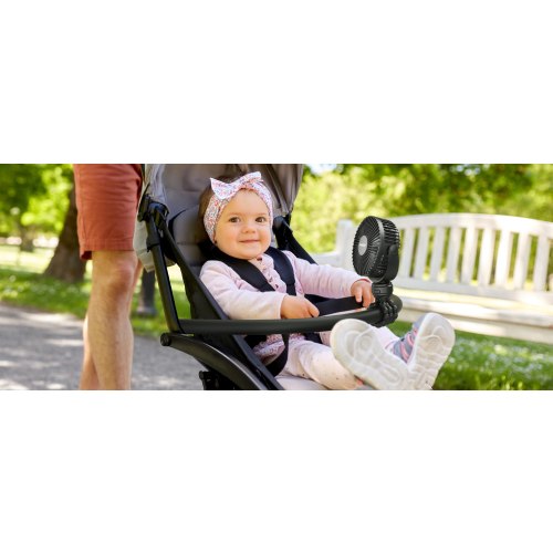Gaiatop Mini Portable Stroller Fan, Battery Operated Small Clip on Fan, Detachable 3 Speed Rechargeable 360° Rotate Flexible Tripod Cooling Fan for Car Seat Crib Treadmill Travel Black - black