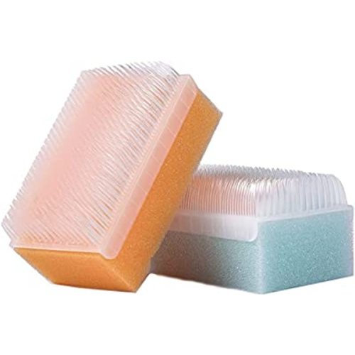 Scalp Scrubbie Loofah Sterilized Cradle Cap Brush - 3-pk Sterile and Safe 2 in 1, Baby Bath Sponge | for Treatment Time Puff, Multicolored