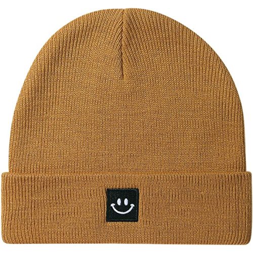 Paladoo Baby Beanie Knit Ski Hat with Cute Face for Girls Boys 0-7 Years - 0-6 Months - Camel