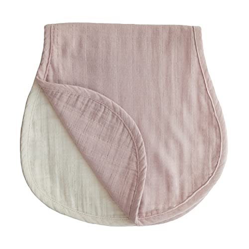 mushie Muslin Baby Burp Cloths | 100% Organic Cotton, Set of 2 (Blush/Fog)