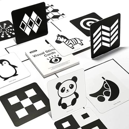 beiens High Contrast Baby Flashcards, Newborn Brain Development Toys, Visual Stimulation Learning Activity Cards, 20 PCs 40 Pages 5.5'' x 5.5'' Educational Infants Gift