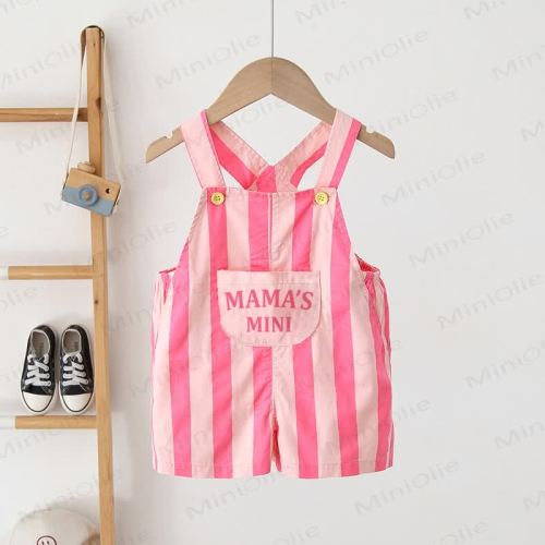MAMA'S MINI Baby Toddler Pink Stripe Overalls