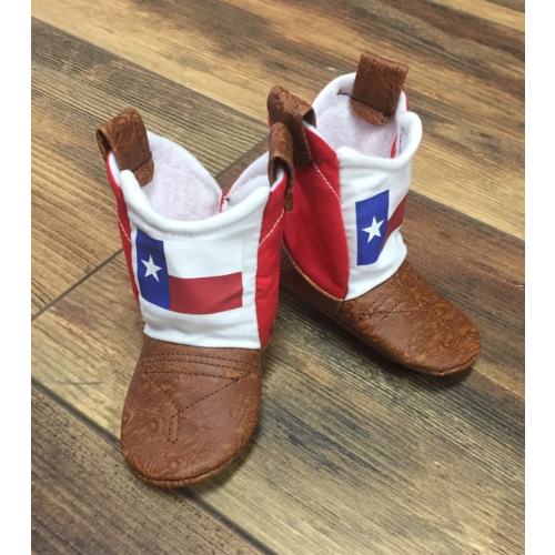 Texas Flag Baby Cowboy Boots with Leather | Faux Leather Boots | Newborn size up to 24 Months